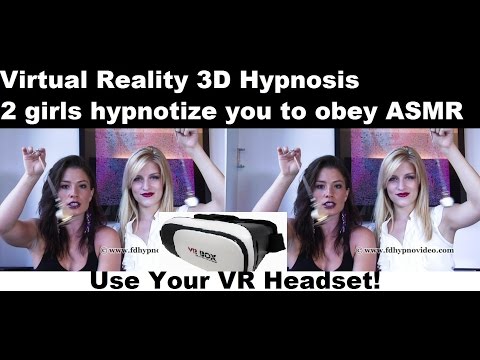 Virtual Reality Hypnosis on 3D Headset; 2 girl hypnotize you to sleep ASMR