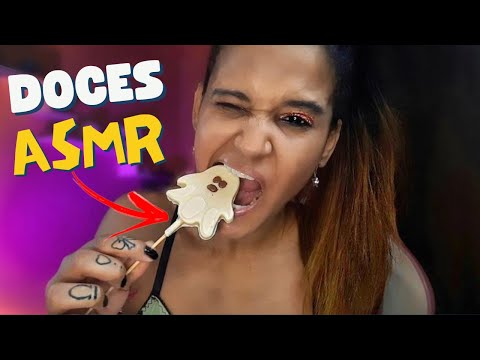 ASMR MUKBANG Experimentando doces de halloween I Sons de mastigacao 🎃🍫