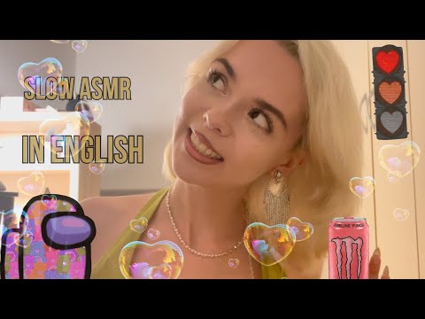 SLOW ASMR ( TAPPING, SCRATCHING , WHISPERING ) / МЕДЛЕННЫЙ АСМР НА АНГЛИЙСКОМ