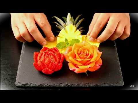 🌸 Carving Fruit into Flowers! | Yummy Strawberry, Orange & Pineapple