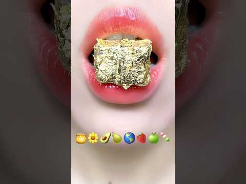 Asmr Eating Honey Comb Wax Honey Gummy Ball 🌼🍓🍡 #asmr #mukbang #emojichallenges #satisfying