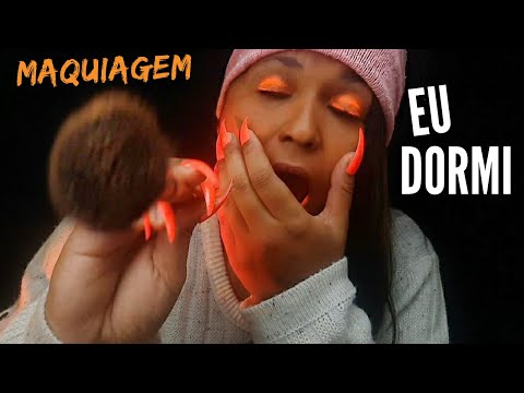 ASMR AMIGA MAQUIANDO VOCE COM MUITO SONO - Eu dormi fazendo esse video😴 Roleplay Makeup application