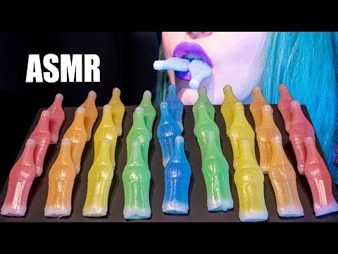 ASMR: NIK-L-NIPS WAX CANDY BOTTLES | Chewy Candy Drinks 🌈 ~ Relaxing Eating [No Talking|V]😻