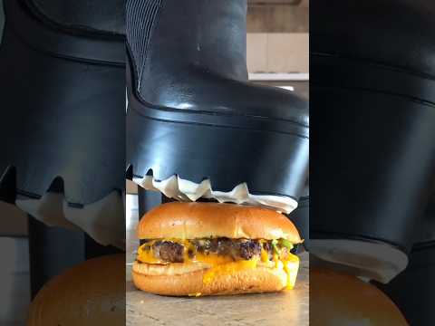 Oddly Satisfying Food Crushing! Boots vs. Hamburger! ASMR