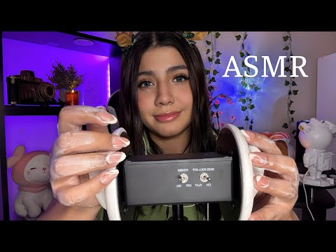 ASMR 3DIO ESPAÑOL / MASAJE DELICIOSO de OREJAS (ACEITE, CREMA y más) + EMBARRO todas tus OREJAS