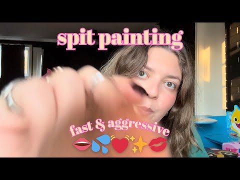 💘Fast & Aggressive Spit Painting ASMR💘 Loud & Chaotic, New ASMR, Mouth Sounds, Tingle Immunity