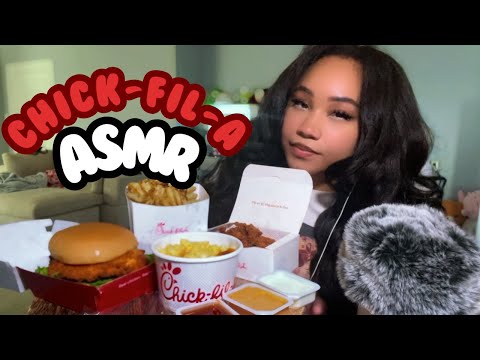 ASMR Chick-fil-A Mukbang/Eating sounds🐔🤍