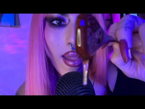 ASMR | Honey Comb Spoon + Sticky Mouth Sounds 