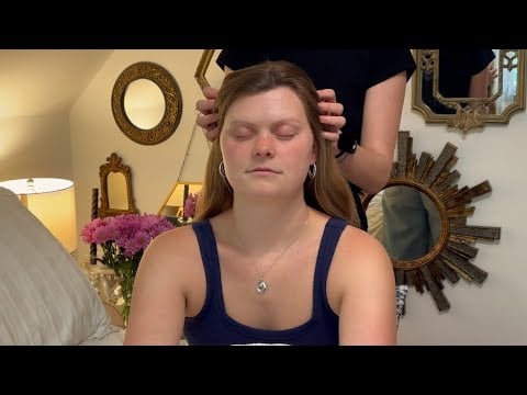 ASMR gentle skin tracing, scalp scratches, & massage to melt your stress away (soft whispers, rain)