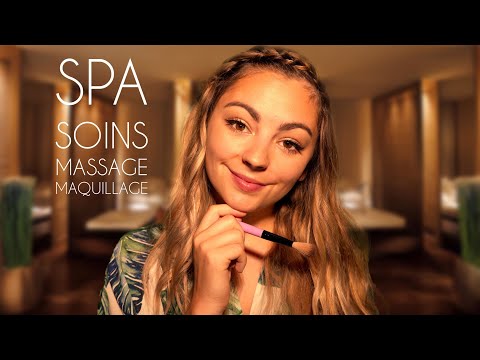 ASMR FRANCAIS ♡ SOIN DU VISAGE, MASSAGE ET MAQUILLAGE DANS MON SPA ♡