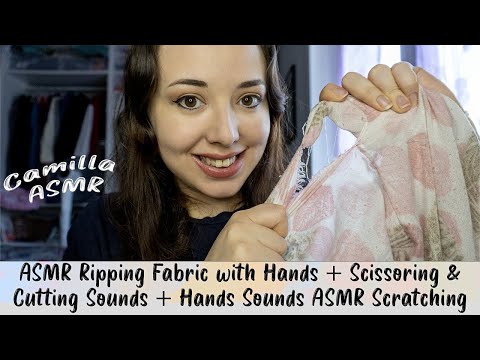 ASMR Ripping Fabric with Hands + Scissoring & Cutting Sounds + Hands Sounds ASMR Scratching