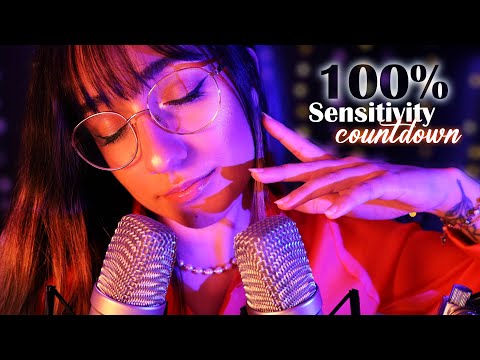 ASMR | 100% SENSITIVITY: SUPER SLOW COUNTDOWN 💕 (with the 2 mics together AGAIN 😳)