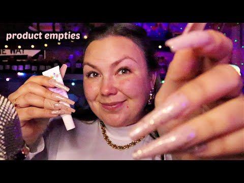 asmr/ product empties💄✨(lots of tapping w/ xxl nails)