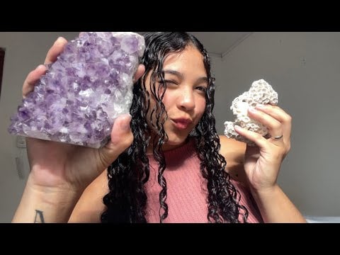 ASMR COLEÇÃO DE CONCHAS, CARACÓIS, CORAL E CRISTAL 🌊🐚🔮✨🩷 (mostrando tudo)