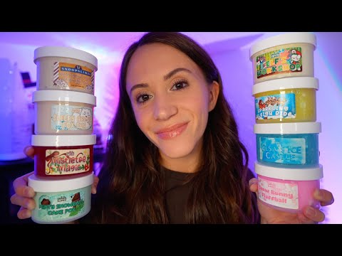 ASMR Christmas Slime Shop🎄 (lid sounds, satisfying slime)