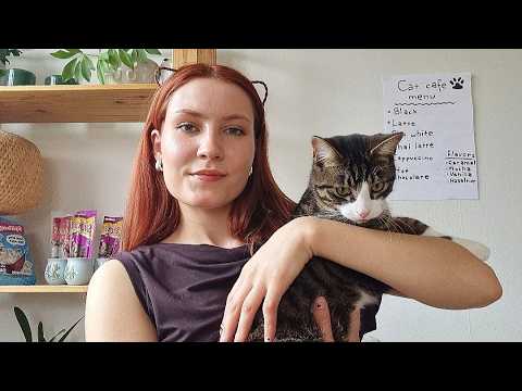 ASMR cat café rp (tinlgy writing sounds, cups)
