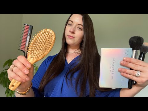 ASMR Summer Hair & Makeup (rummaging and realistic sounds)