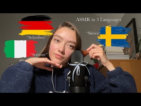 ASMR “to write” in 3 Languages! | Italiano, Svenska & Deutsch | Clicky whispers + Mic brushing