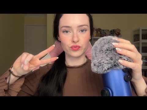 ASMR whisper ramble w/ fluffy mic scratching 🧸