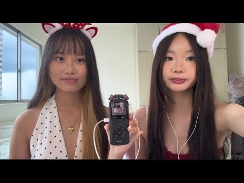 my friend tries ASMR with the tascam 🎄ྀི˚.🎅🏻༘⋆ (christmas edition)