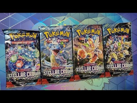 ASMR opening 4 packs of Scarlet and Violet Stellar Crown👑!