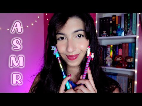 ASMR PREPARANDO SEU MATERIAL ESCOLAR | Papelaria + massagem para relaxar