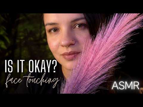 ASMR | TOUCHING Your FACE - is it okay? | tickling your face with feathers