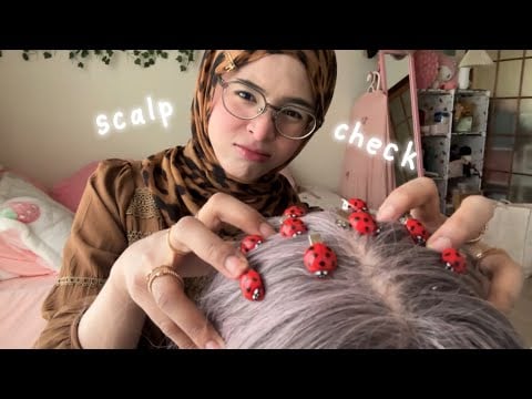 ASMR Scalp Treatment & Head Massage ☘︎ ݁˖ (with Rain Sounds) ☁️ | Cozy Head Spa for Relaxation