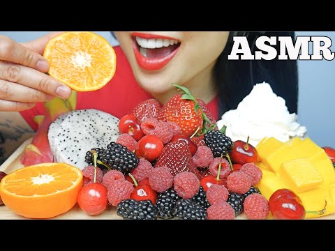 ASMR FRUIT PLATTER WITH WHIPPED CREAM (EATING SOUNDS) NO TALKING | SAS-ASMR