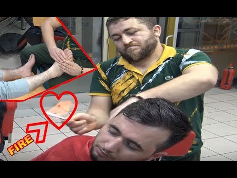 ASMR TURKISH BARBER MASSAGE💈NECK CRACK💈FOOT-HEAD-BACK- ARM-FACE MASSAGE💈kafa sırt kol ayak masajı