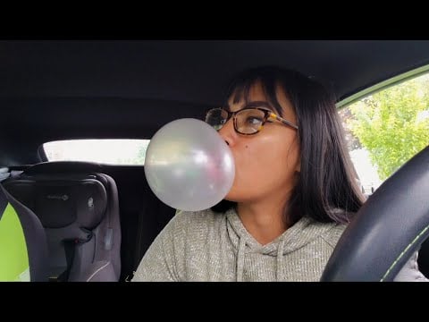 ASMR Gum Chewing In My Car 🚗  Lofi + Rambles + Blowing Bubbles