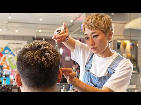 💈(ASMR) She Made Him Look Fresh in No Time! Japanese Female Barber in Action