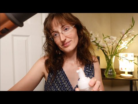 [ASMR] immersive hair wash & style (soft spoken, water sounds, blowdryer) ft my grandma's Gladiolus🌷