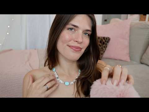 ASMR on myself ✨🫧🐚 jewelry triggers, hair play, fabric, fluffy mic, whispers