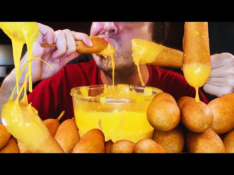 ASMR CHEESY KOREAN CORN DOGS Mukbang *NO TALKING Eating Sounds * | Nomnomsammieboy