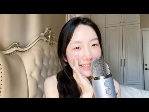 Mouth sounds, lipstick application, capturing negative energy, massage with a jade roller #ASMR