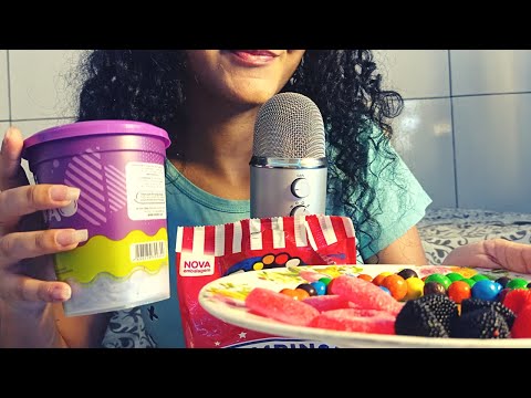 ASMR MUKBANG- COMENDO FINI l MARSHMALLOWS l ALGODÃO DOCE l AZEDINHO l AMORA...