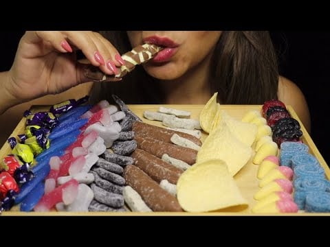 ASMR SWEDISH CANDY PLATTER SORTED PRINGLES MUKBANG no talking CREMA ASMR #asmr #mukbang #candy