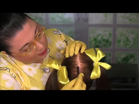 ASMR School Nurse Lice Check (Tweezers, Scalp Check, Lice Comb, Whispering) Medical Roleplay