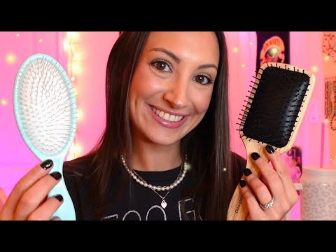 ASMR Dreamy Nighttime Hair Brushing, Clipping & Face Touching ☁️🌙