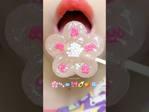 Asmr Eating Kohakutou Emoji Food 🌸🍊🧊 #meoasmr #mukbang #satisfying #asmrsounds #emojichallenge