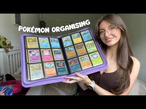ASMR 1 hour organising my Pokémon binder!☁️🎧 (tapping, close whispering, sorting)