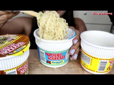 ASMR Nissin Cup Noodles Eating SOunds No Talking