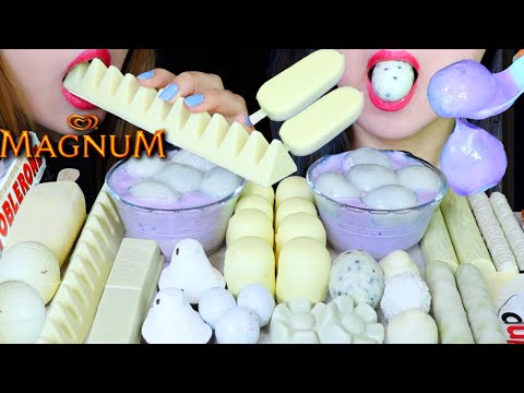 ASMR WHITE CHOCOLATE MAGNUM ICE CREAM, TOBLERONE, MARSHMALLOW, TANG YUAN RICE BALLS, GOLF BALL먹방