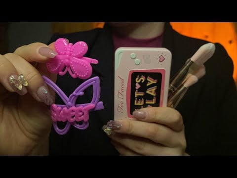 ASMR doing your pink princess makeup and hair ❀ ‪‪❤︎‬ ❀ ‪‪❤︎‬ - no talking