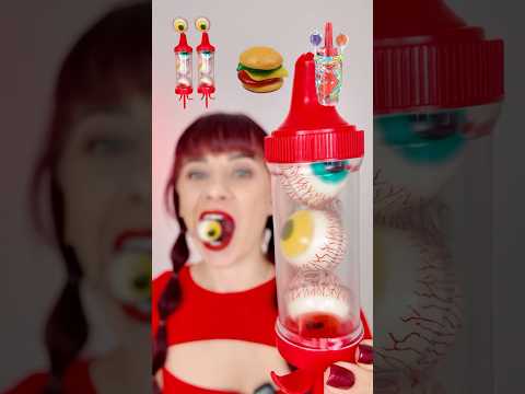 ASMR Gummy Eyeballs Shooter, Giant Gummy Burger  #mukbang #candyopening