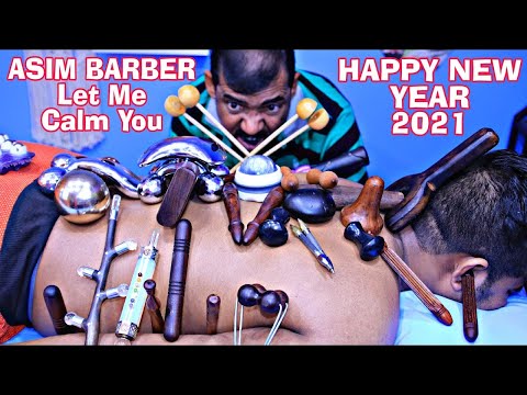 2021 new year Spacial asim barber let me calm You with 20 triggers | ASMR full body joint cracks