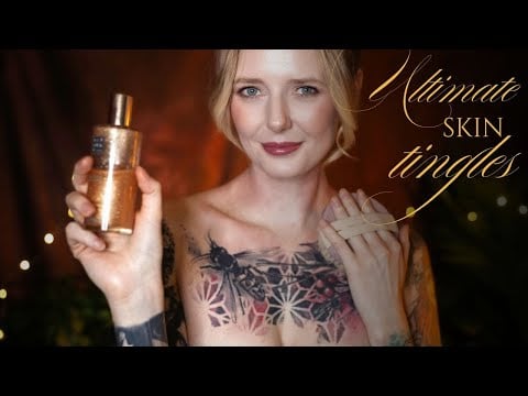 asmr dry body brushing and oil massage - skin sounds