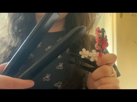 ASMR softly styling ur hair | brushing, sectioning, clipping & straightening-no talking &no tapping 