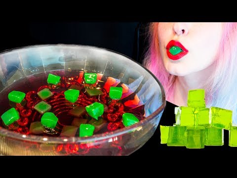 ASMR: Wobbly Jello Bowl w/ Green Jello Cubes | Filipino Nata de Coco ~ Relaxing [No Talking|V]😻